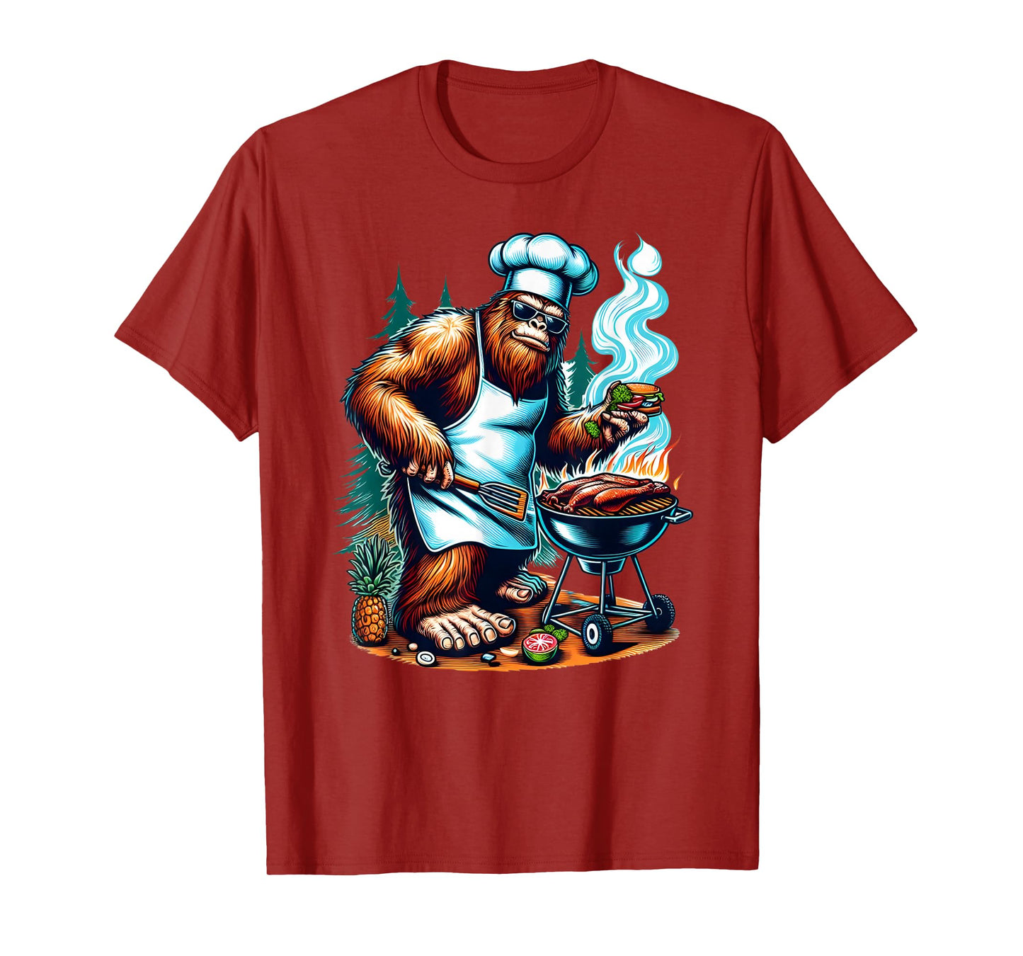BBQ Master Bigfoot Chef Grill Cooking Barbecue Dad Funny T-Shirt