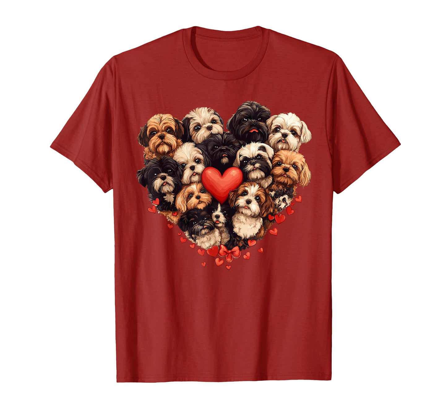 Shih Tzu Heart-shaped Cute Shih Tzu Valentines Day Dog Lover T-Shirt for Men Women Girls Kids