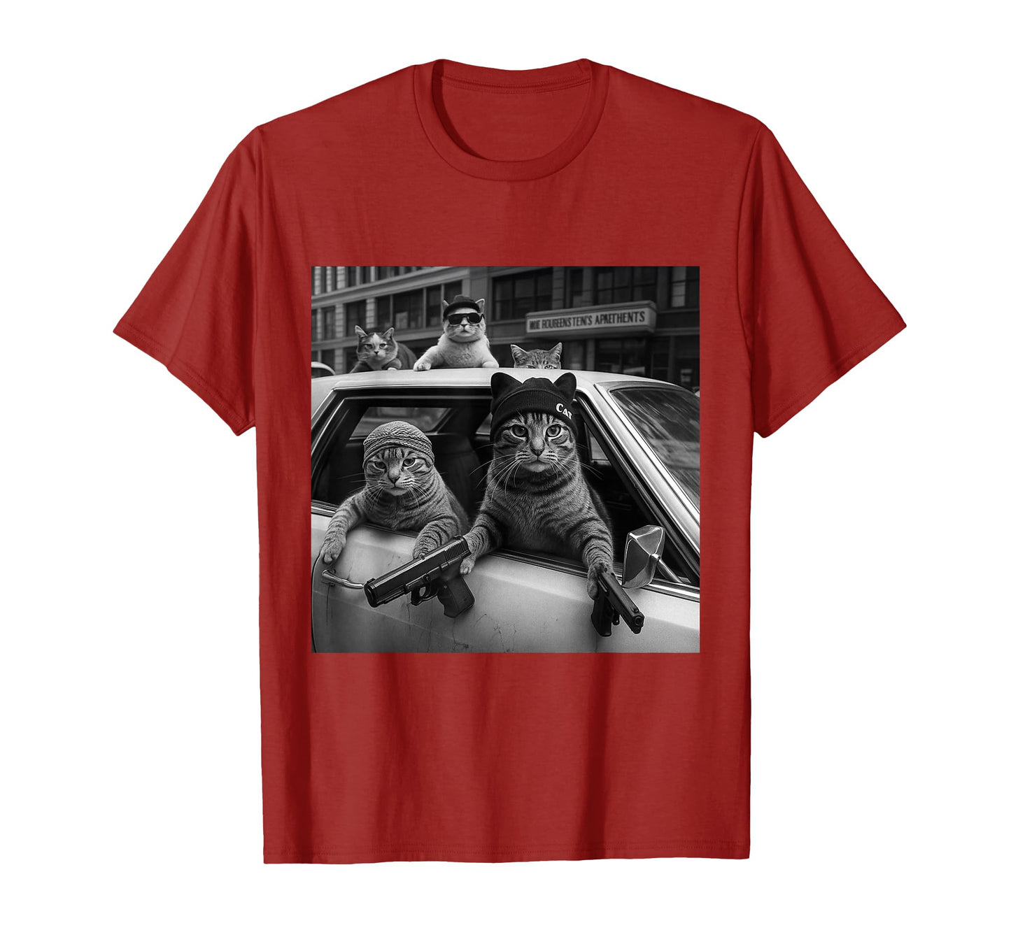 Funny Gangster Cats Men Women Lover Cat Street Graphic Tee T-Shirt
