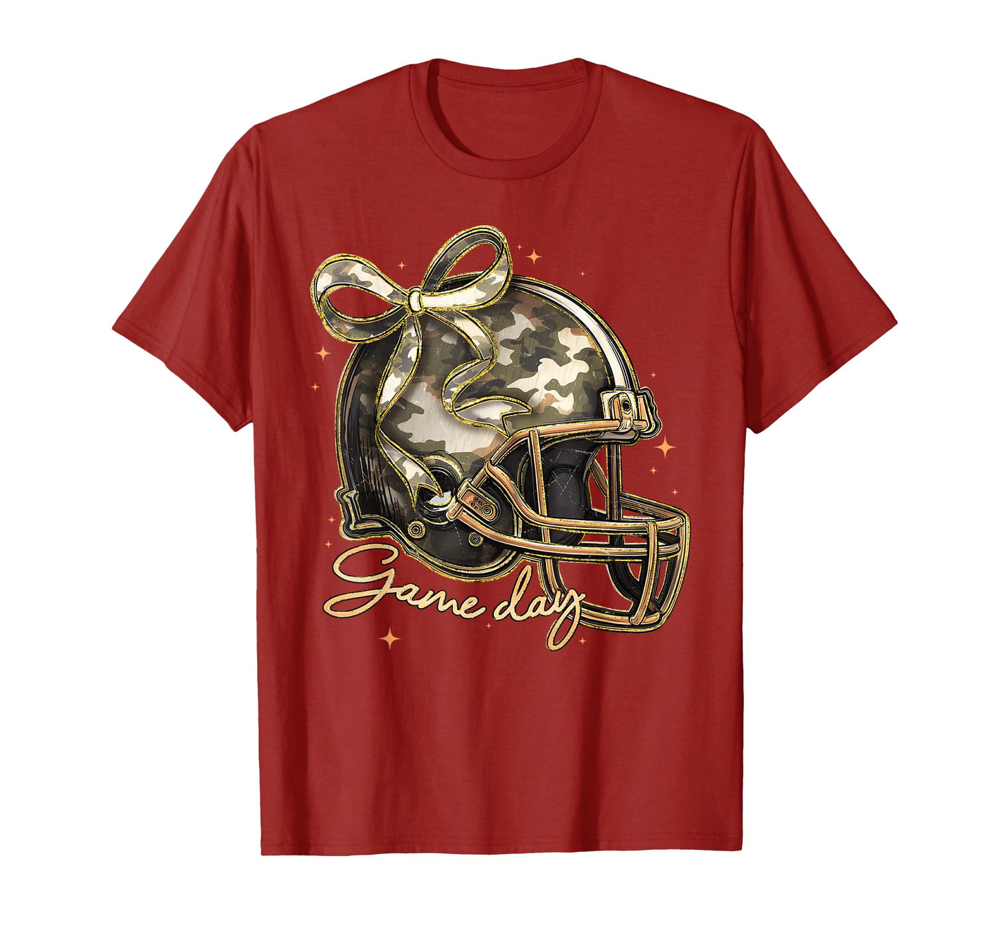 Camo Football Helmet Camouflage Game Day Touchdown Season T-Shirt