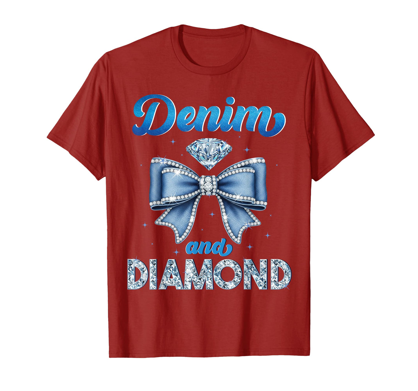 Denim And Diamonds Coquette Bow Ladies Women T-Shirt