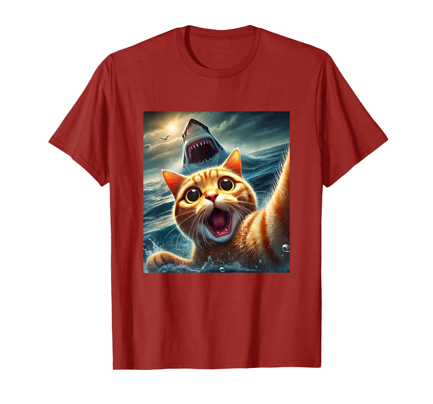 Cat Selfie With Shark Funny T-Shirt