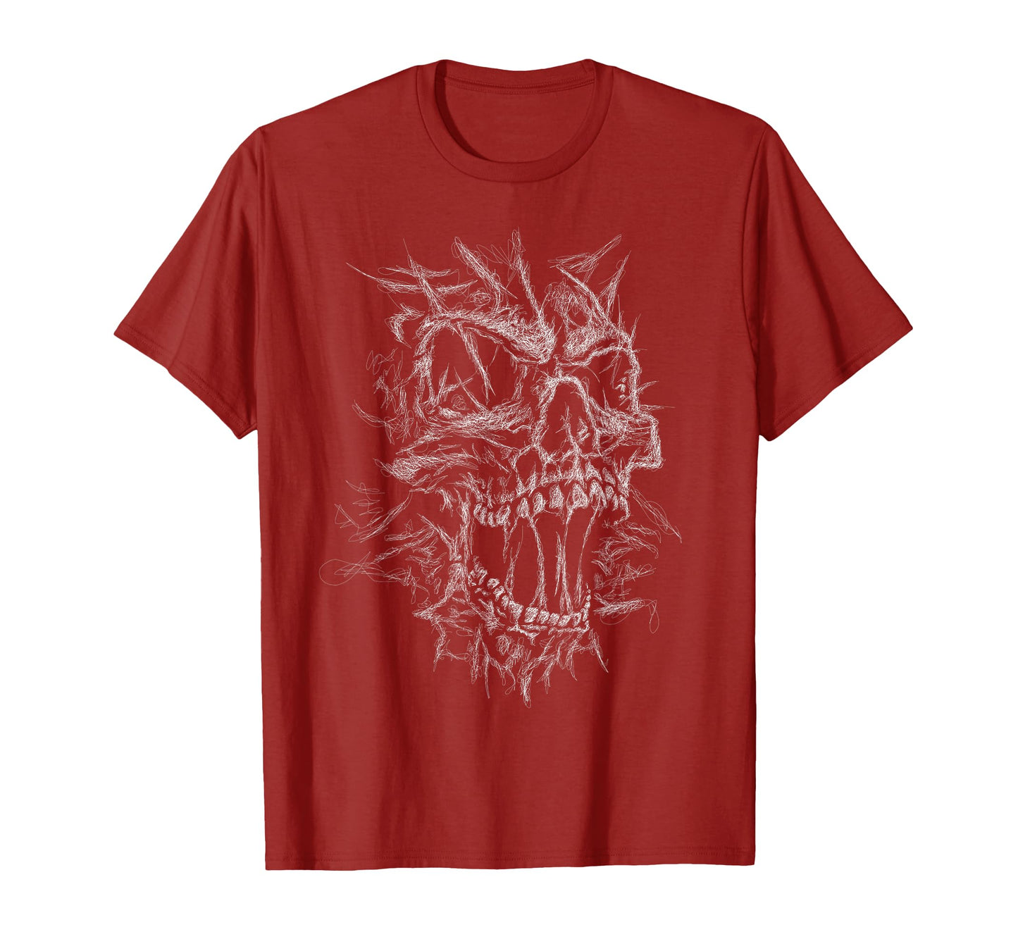 skull face scribble black art head for lover skeleton sketch T-Shirt