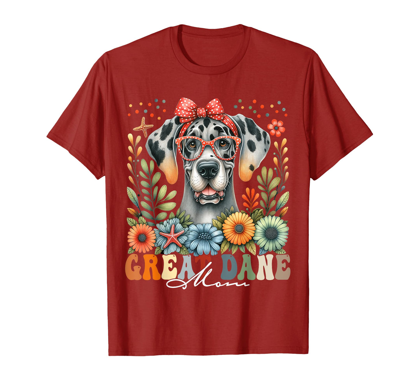 Great Dane Mom Dog Lover Mother's Day Retro Floral Women T-Shirt