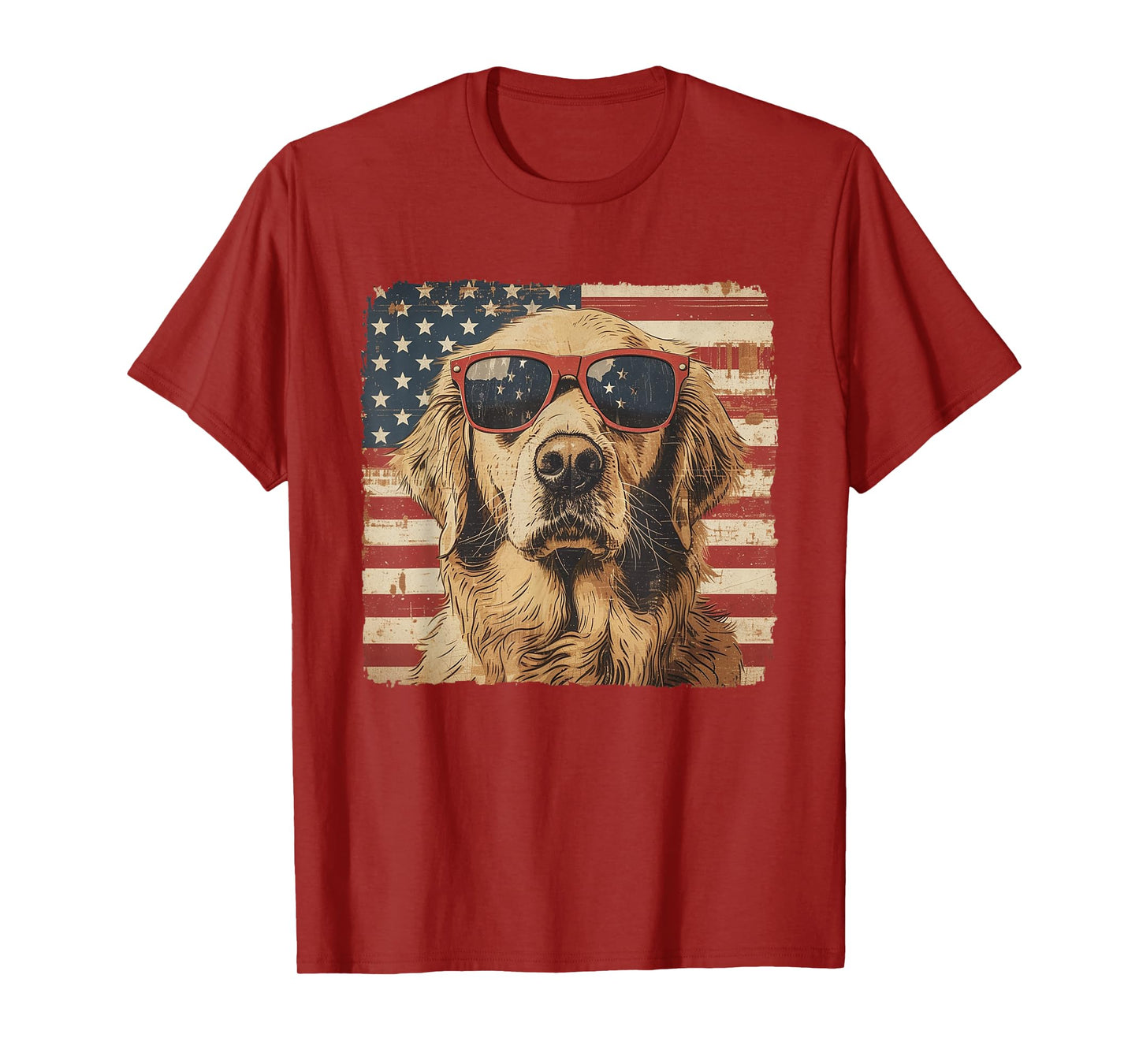 Golden Retriever Dog Patriotic Fourth of July Mens Boys Kids T-Shirt