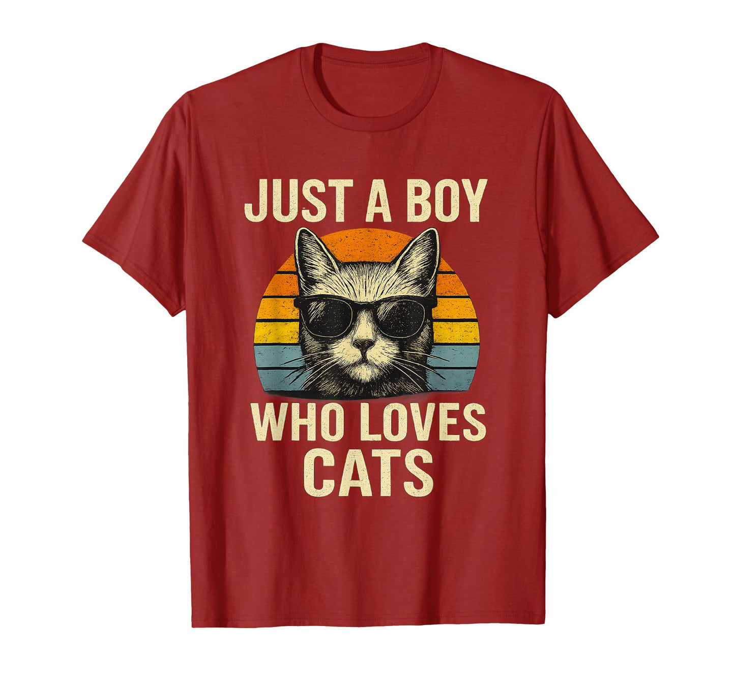 Vintage Just A Boy Who Loves Cats Boy Kid Cat Lover For Boys T-Shirt