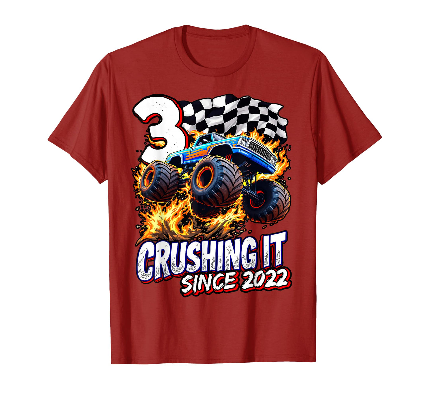 Birthday Monster Truck 3 year Old Boys 3rd Party Born 2022 T-Shirt