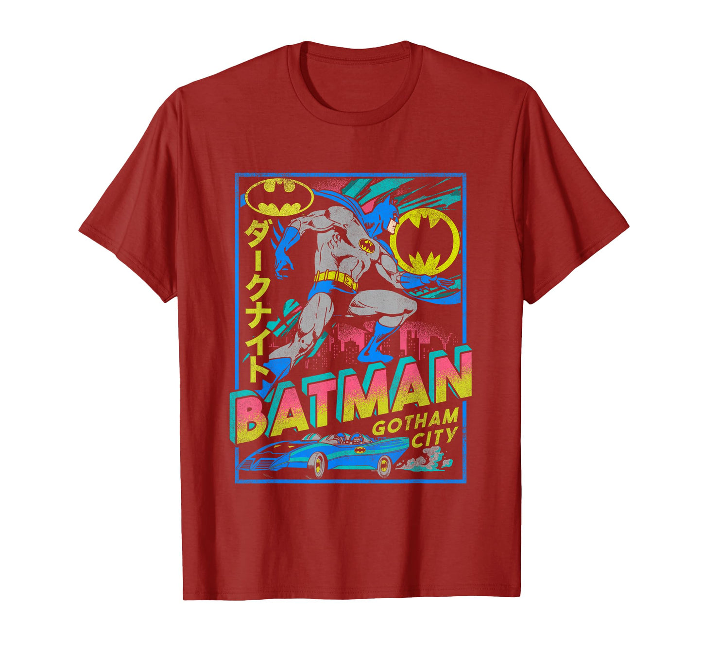 DC Comics Batman Neon Gotham City Kanji Poster T-Shirt