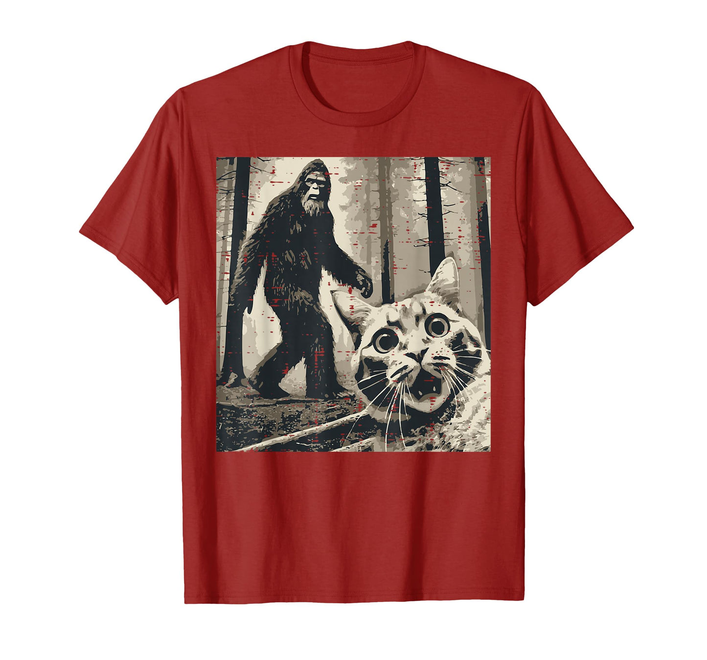 Bigfoot Sasquatch Cat Selfie Funny Meme Kitty Men Women Kids T-Shirt