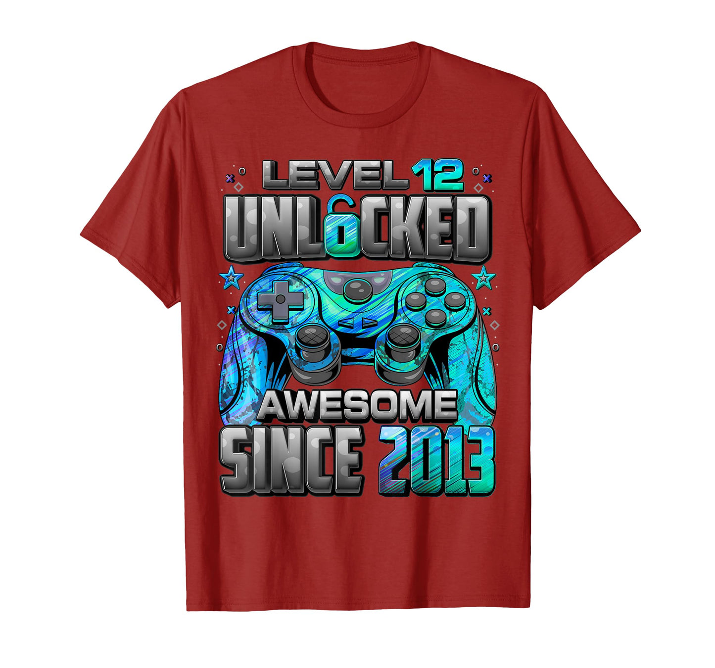Level 12 Unlocked Awesome Since 2013 12th Birthday Gaming T-Shirt