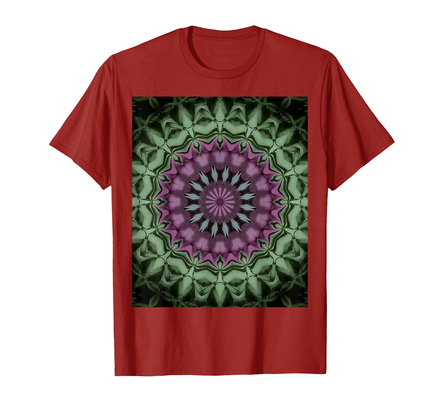 Fantasy Floral Mandala Rose Pink, Pale Green T-Shirt