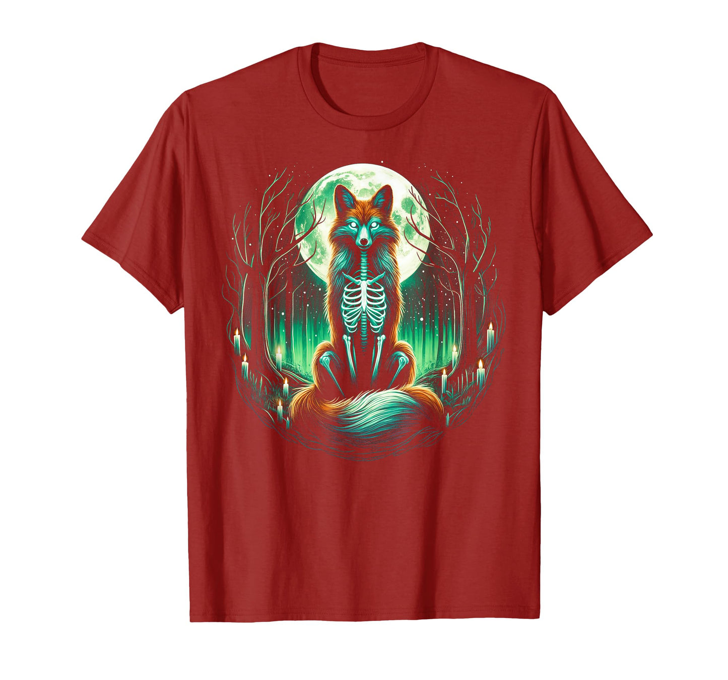 Cool Fox Skeleton Halloween Christmas Birthday T-Shirt