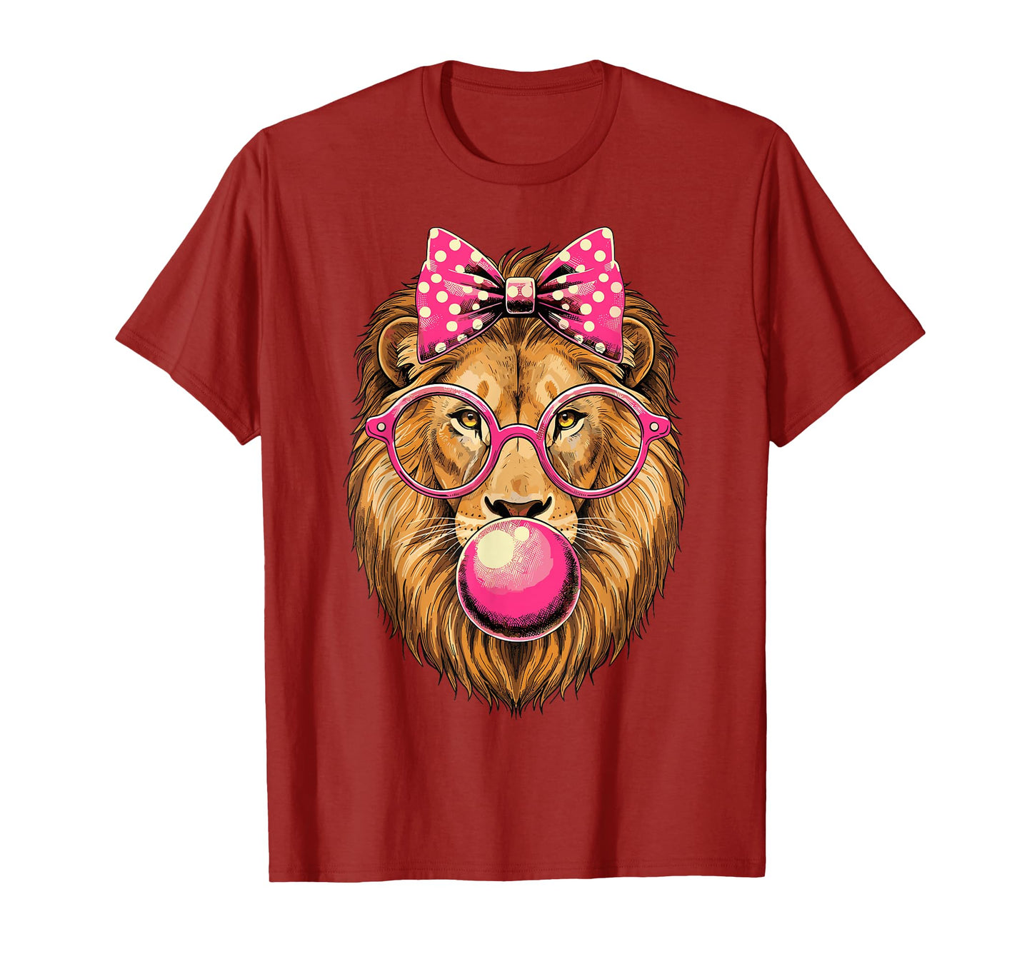 Lion with Bubble Gum and Pink Bow T-Shirt