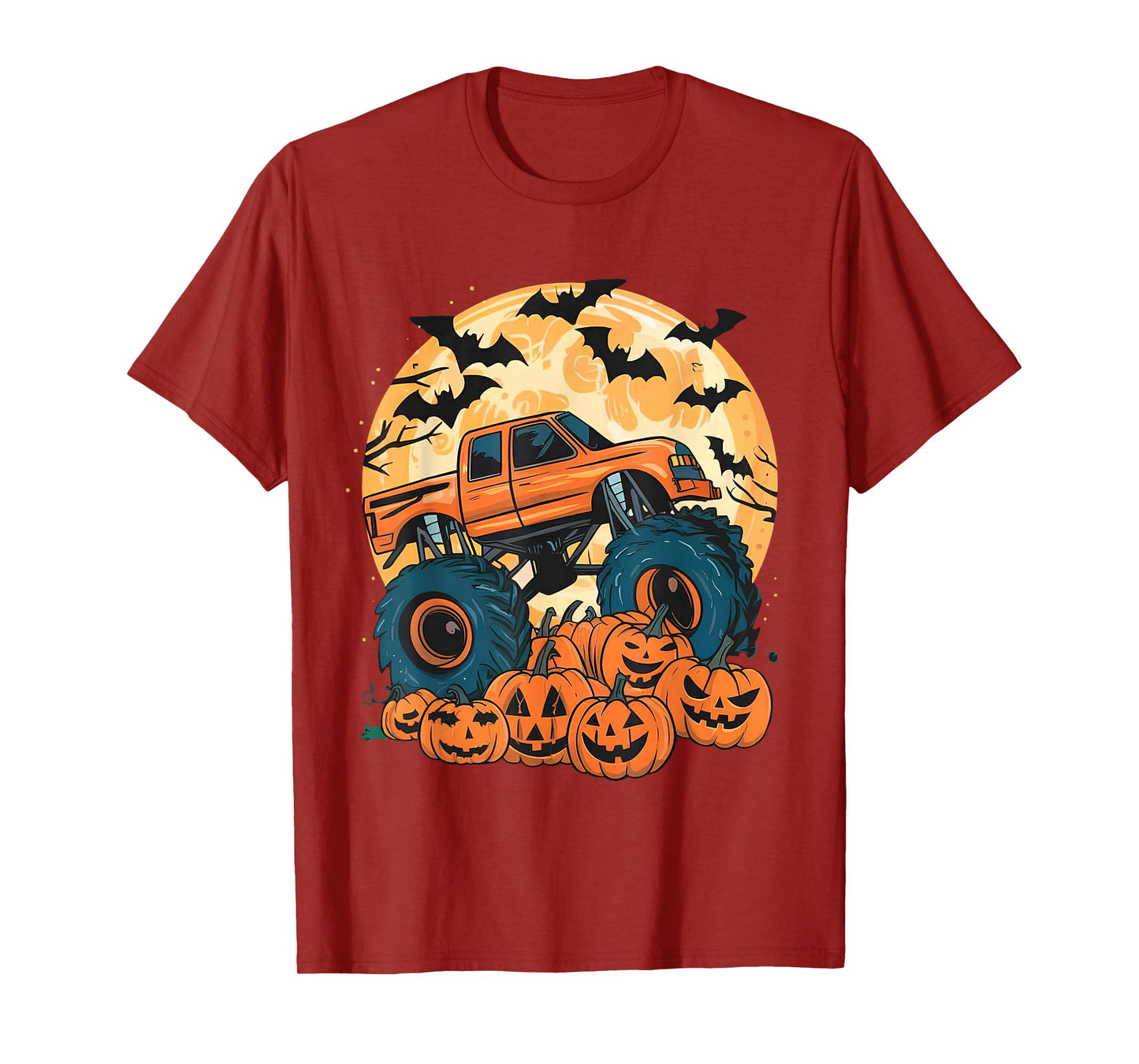 Ghost Truck Moon Pumpkin Toddler Boys Halloween Teens Kids T-Shirt