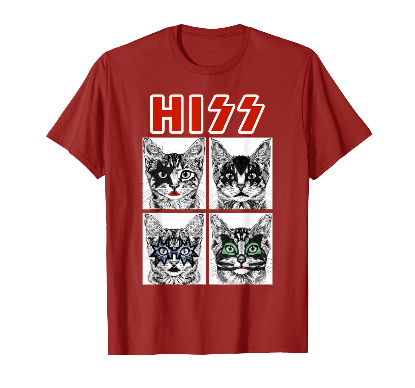 Retro Cat Rock Music Concert Band Men Kids Women Funny Cat T-Shirt