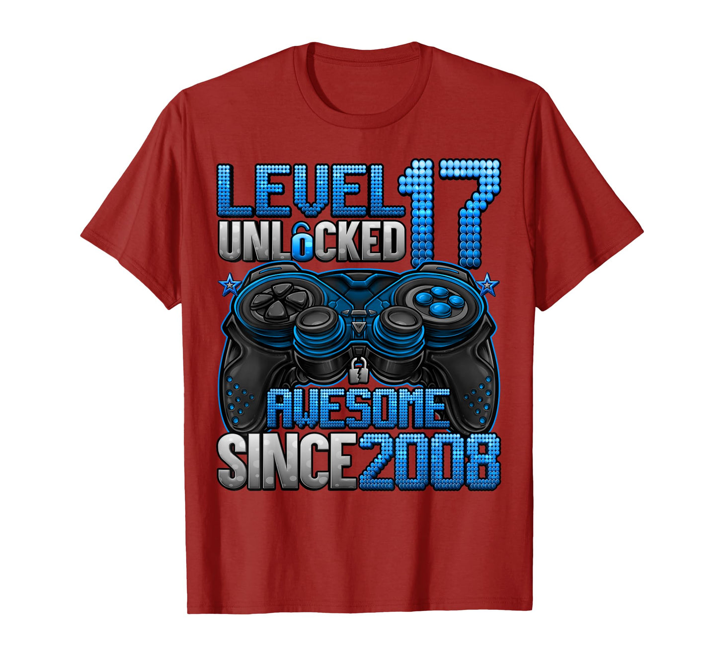 Level 17 Unlocked 17 Year Old Gifts Boys 17th Birthday Boy T-Shirt