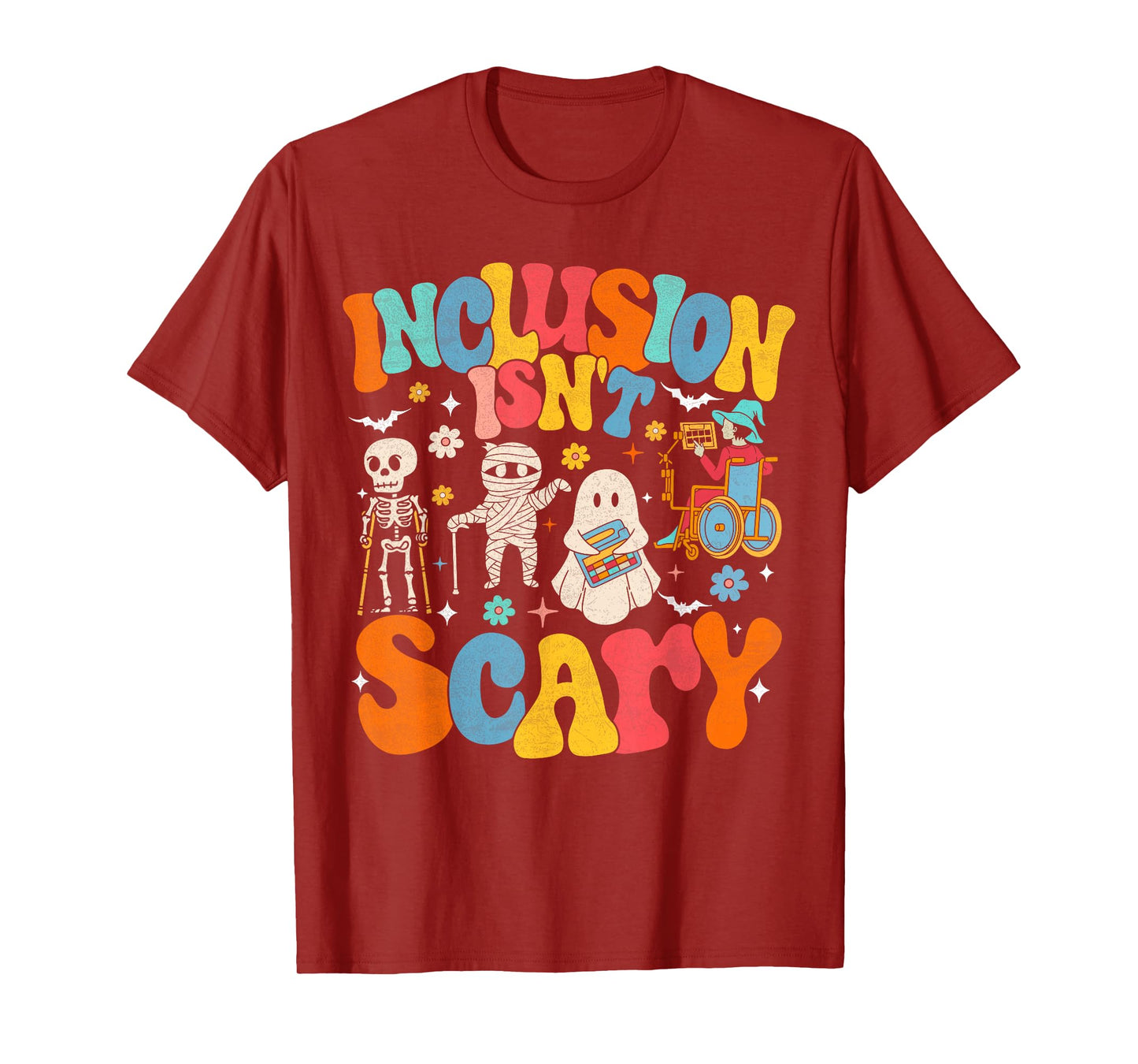 Inclusion Isn't Scary Ghost Mummy Halloween SLP Sped Teacher T-Shirt