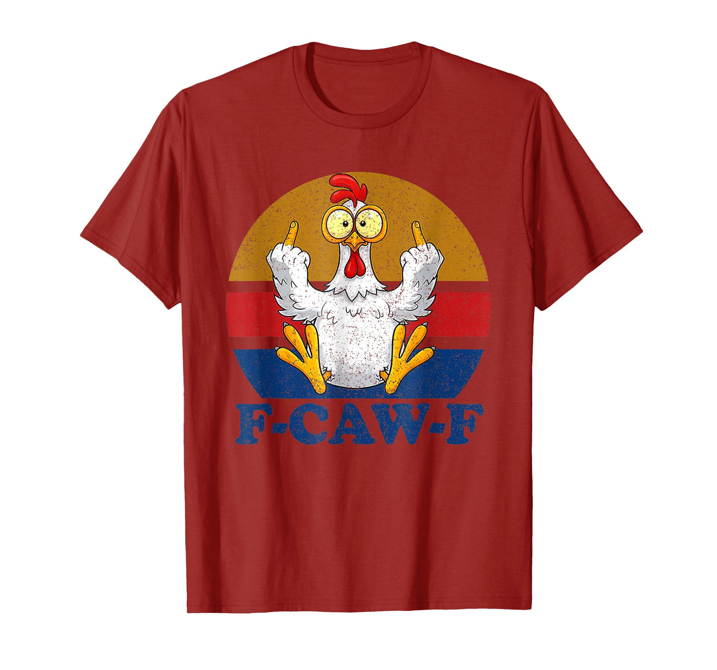 F-CAW-F Funny Chicken Flipping Off Vintage Retro Rooster T-Shirt