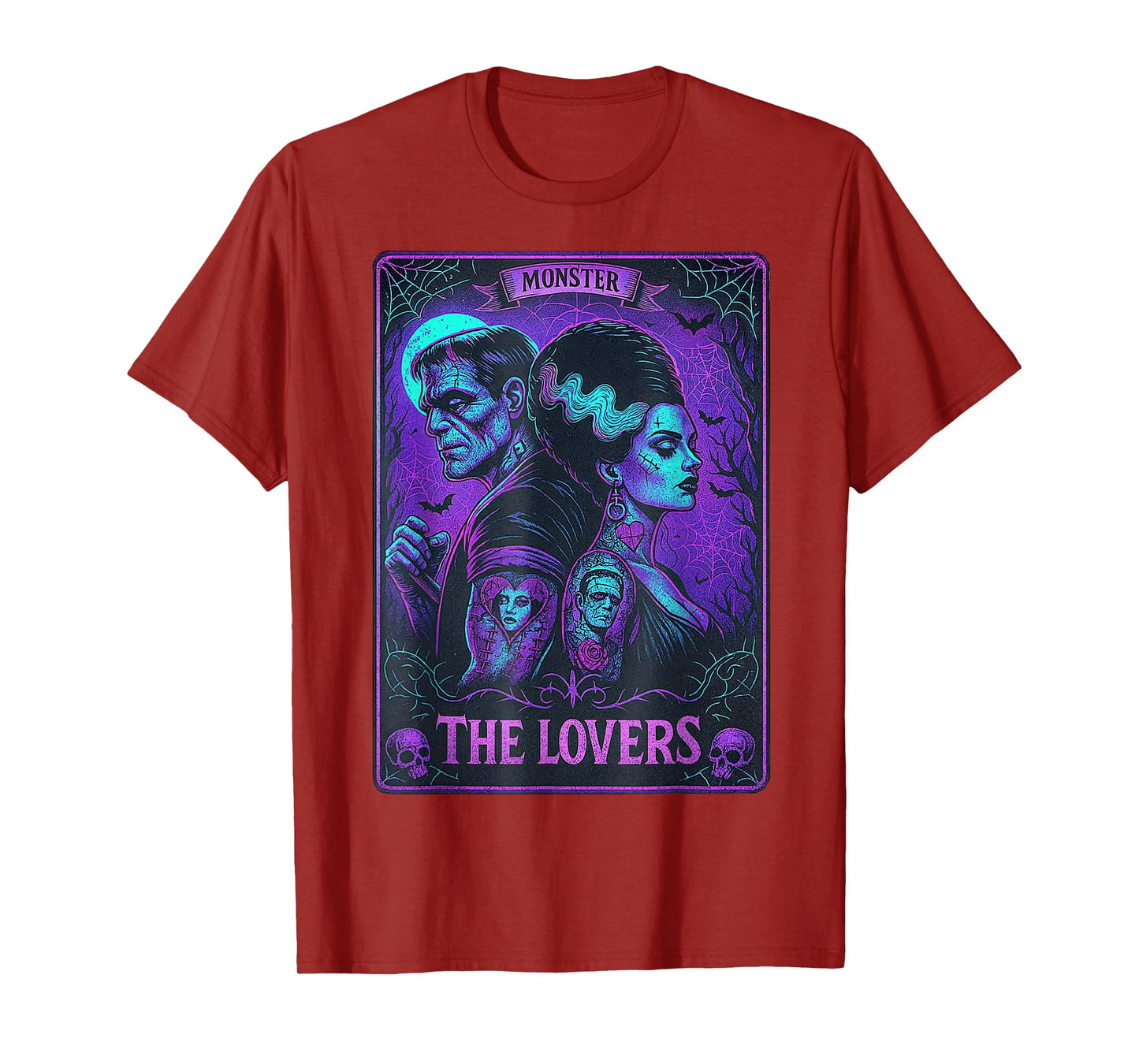 The Monster Frankenstein And Bride The Lovers Tarot Card T-Shirt