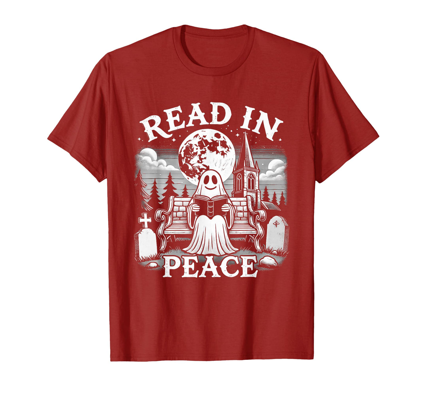 Read In Peace Ghost Reading Books Funny Halloween T-Shirt
