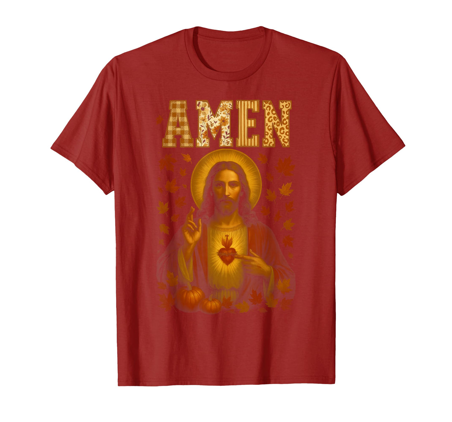 HUGvyn Amen Fall Jesus Christian Bible Verses Thanksgiving T-Shirt