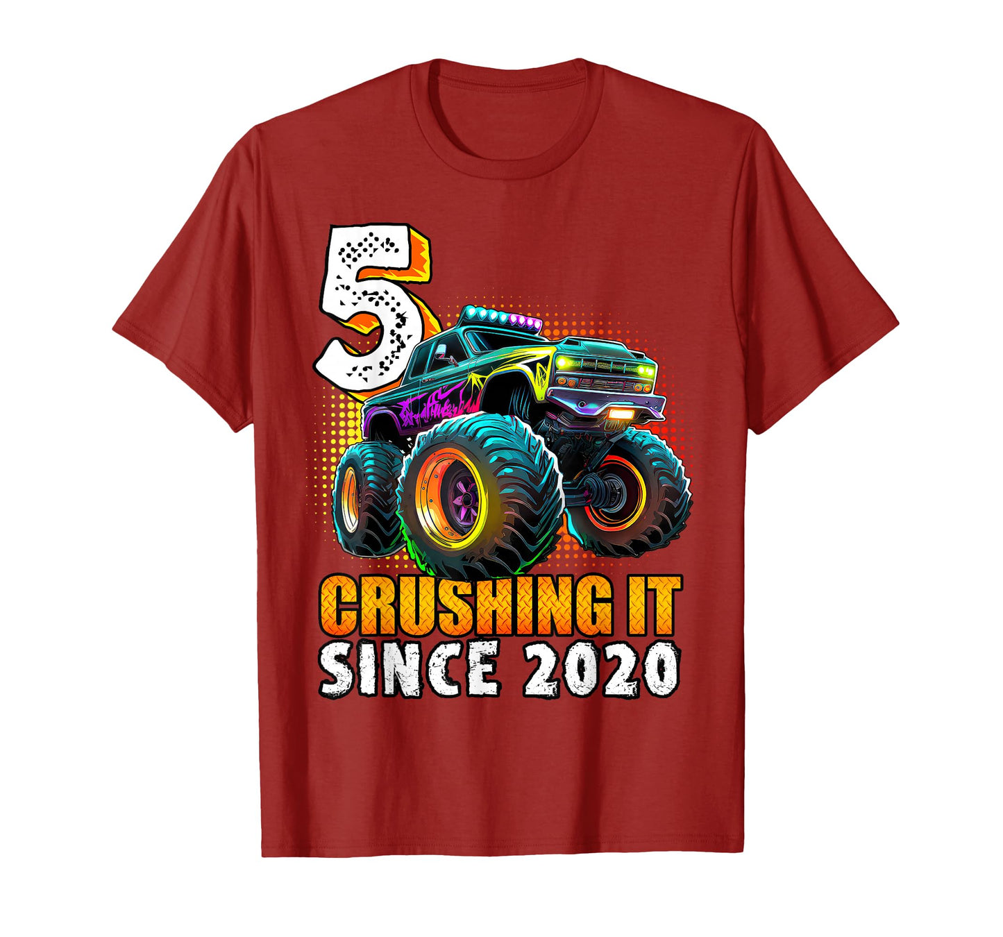 Birthday Monster Truck 5 year Old Boys 5th Party Born 2020 T-Shirt