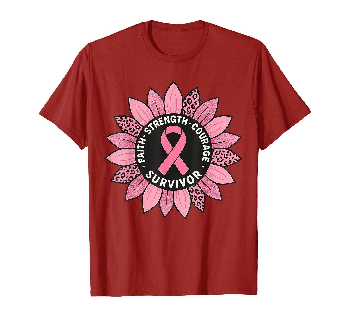 Sunflower Breast Cancer Awareness Survivor Pink Ribbon Women T-Shirt