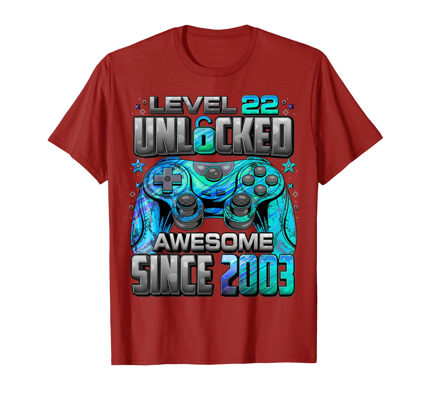 Level 22 Unlocked Awesome Since 2003 22nd Birthday Gaming T-Shirt