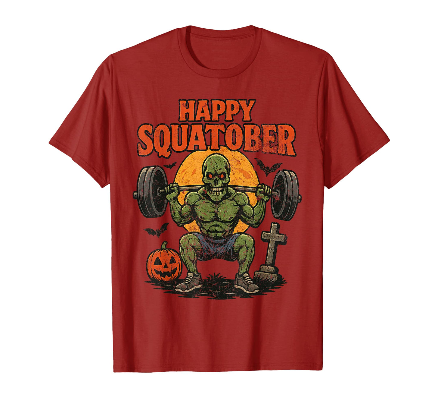 Happy Squatober Leg Day Challenge Vintage Halloween Zombie T-Shirt