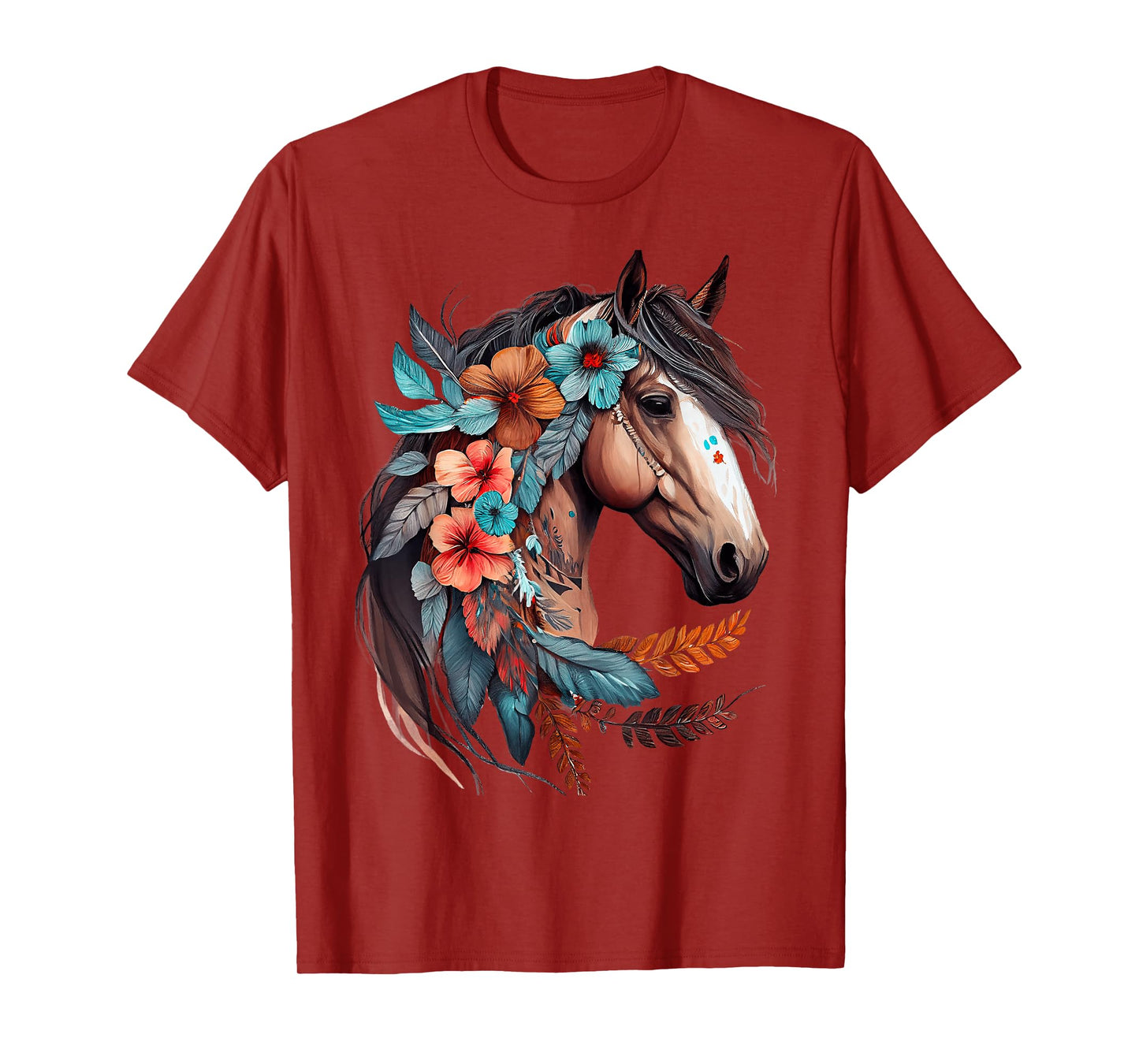 Floral Wild Horse Country Horse Riding T-Shirt