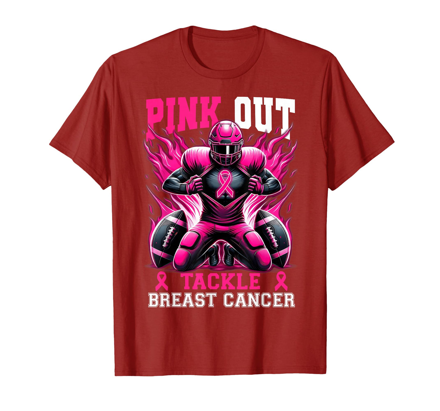 Pink Out Tackle Breast Cancer Awareness Football Game Day T-Shirt