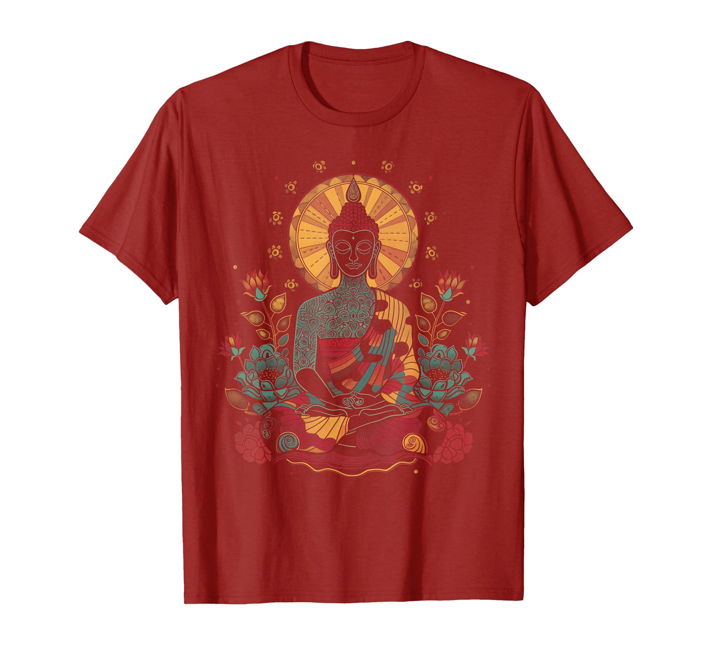 Buddha Floral Vintage Flower Yoga Buddhism Yogi Buddhist T-Shirt