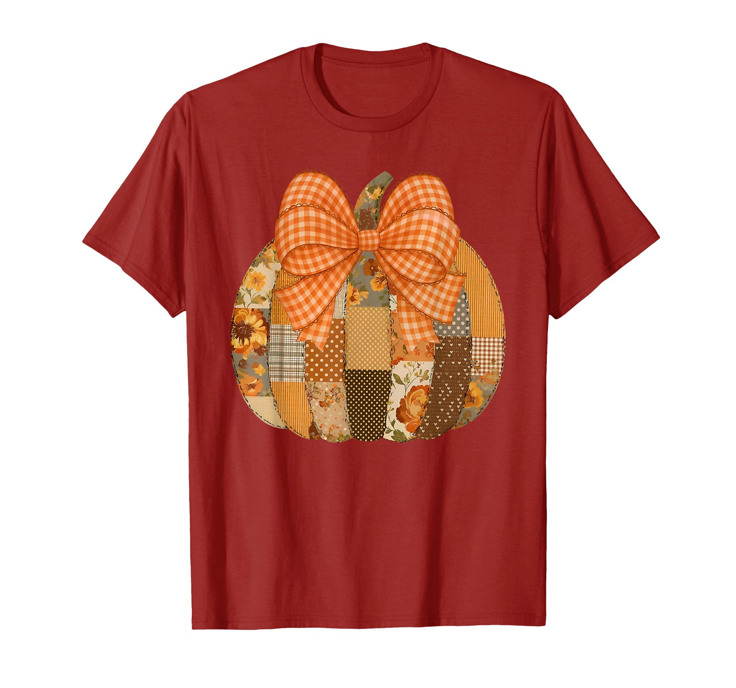 Pumpkin Season Coquette Bow Thanksgiving Autumn Fall Leaves T-Shirt