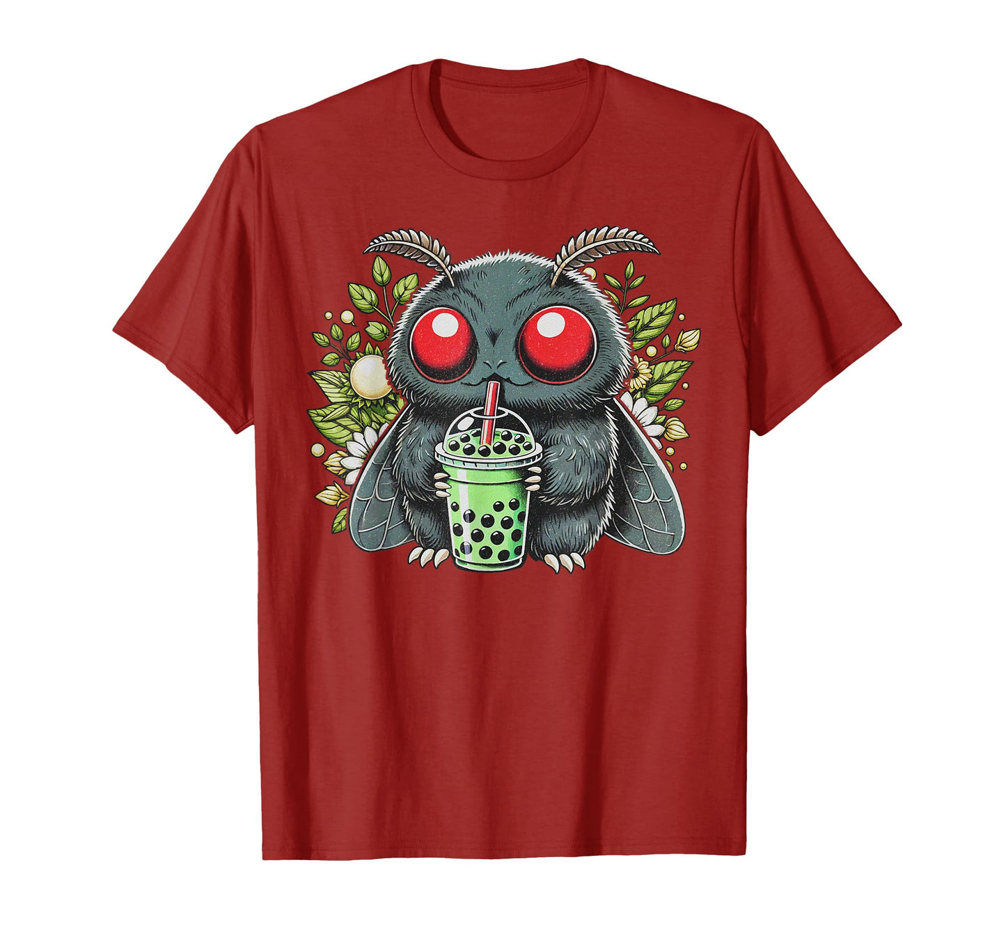Mothman Drinking Bubble Tea Kawaii Boba Tea T-Shirt