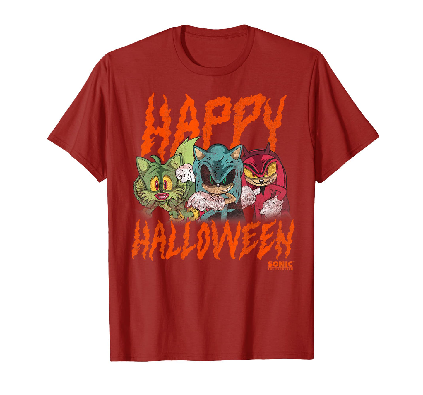 Sonic The Hedgehog Halloween Happy Halloween Distressed T-Shirt