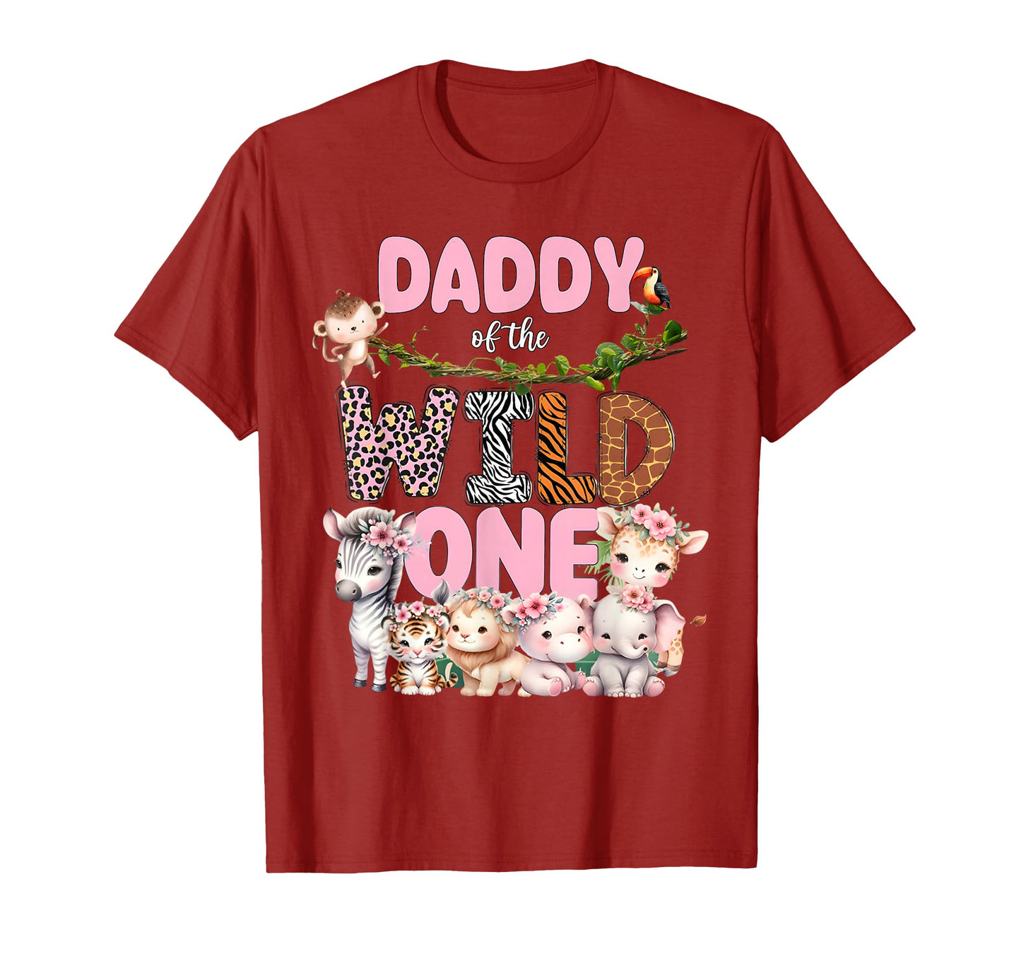 Daddy of The Wild One 1st Birthday Girl Kids Safari Jungle T-Shirt