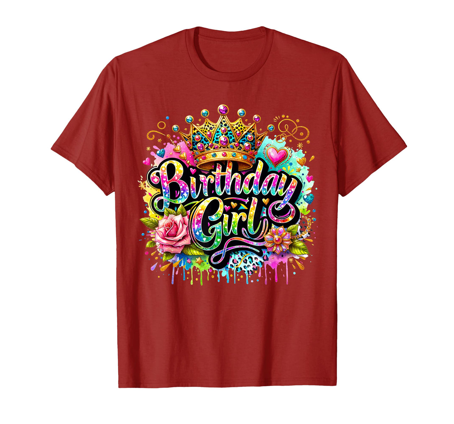 Birthday Girl Crown Floral Fun T-Shirt for Women T-Shirt
