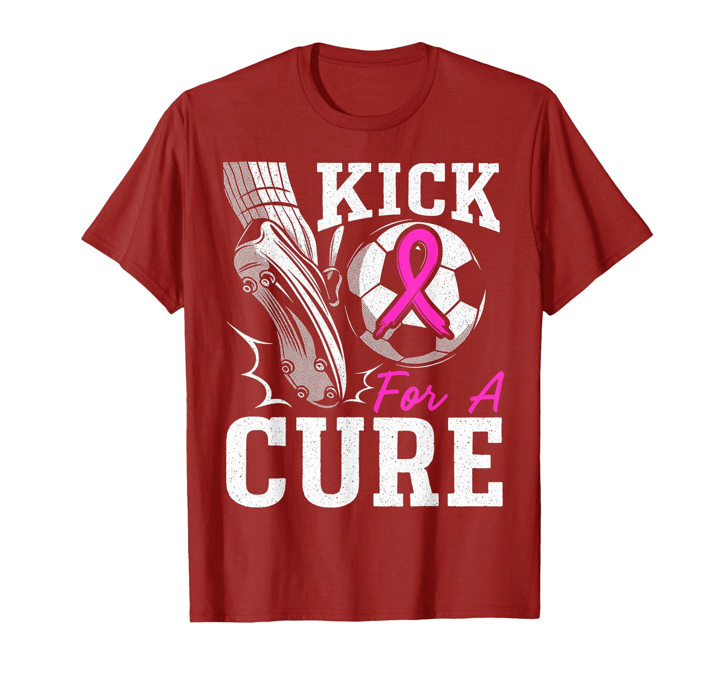 Kick for A Cure Breast Cancer Awareness Pink Ribbon Soccer T-Shirt