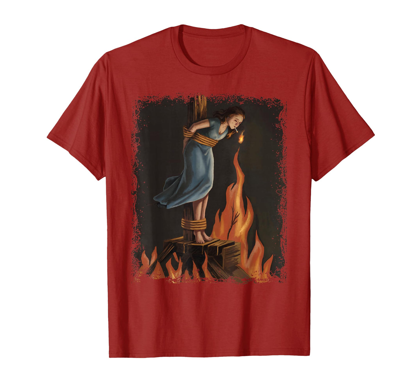 Witch Lighting Cigarette With Flames Occult Unholy Funny T-Shirt