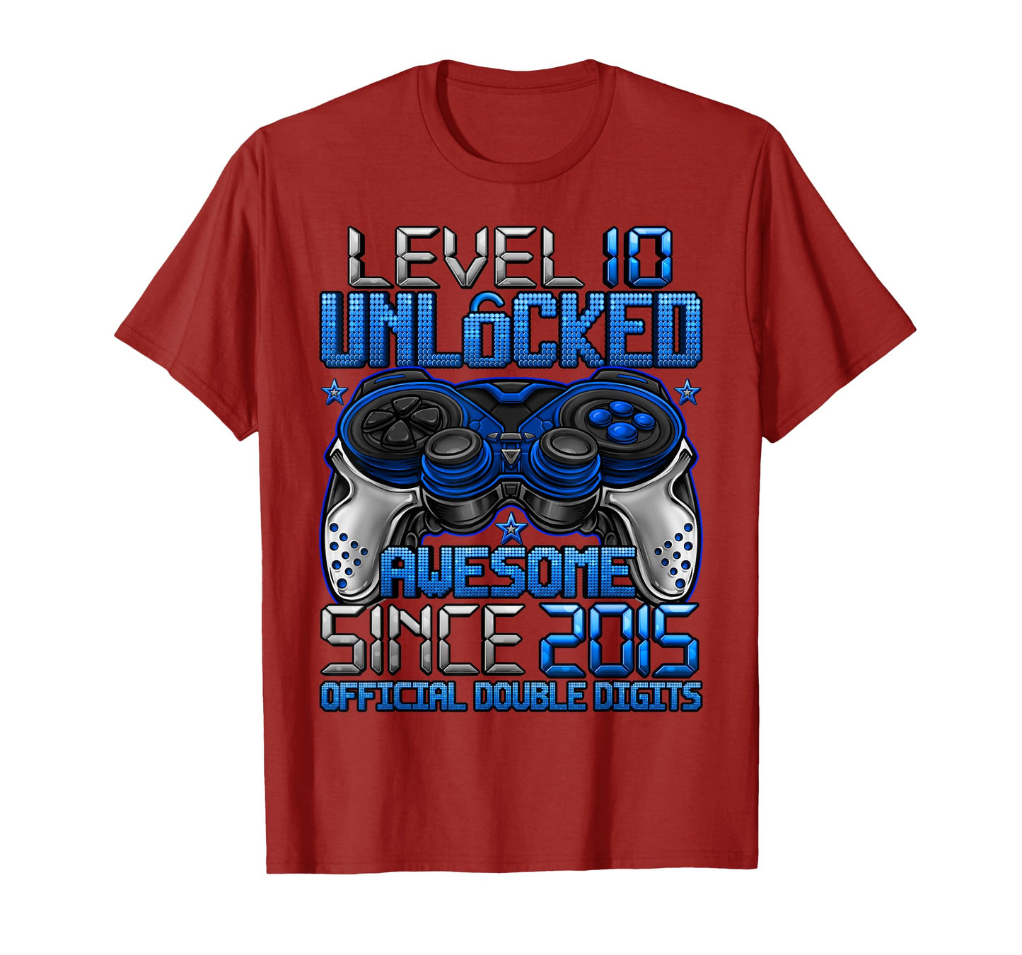 Official Double Digits Level 10 Unlocked 10th Birthday Boy T-Shirt