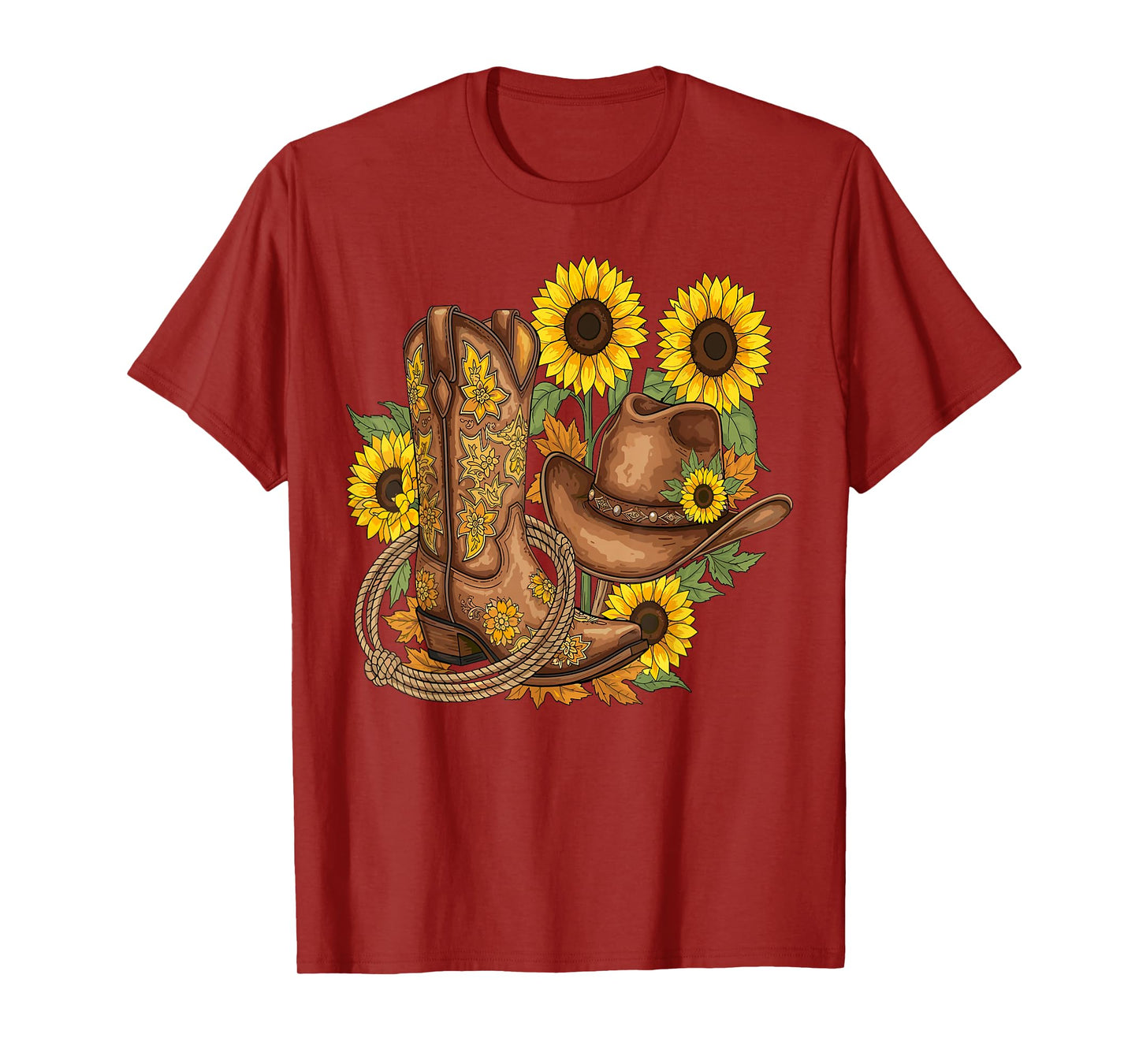 Cowboy Cowgirl Boot Hat Sunflower Western Country T-Shirt