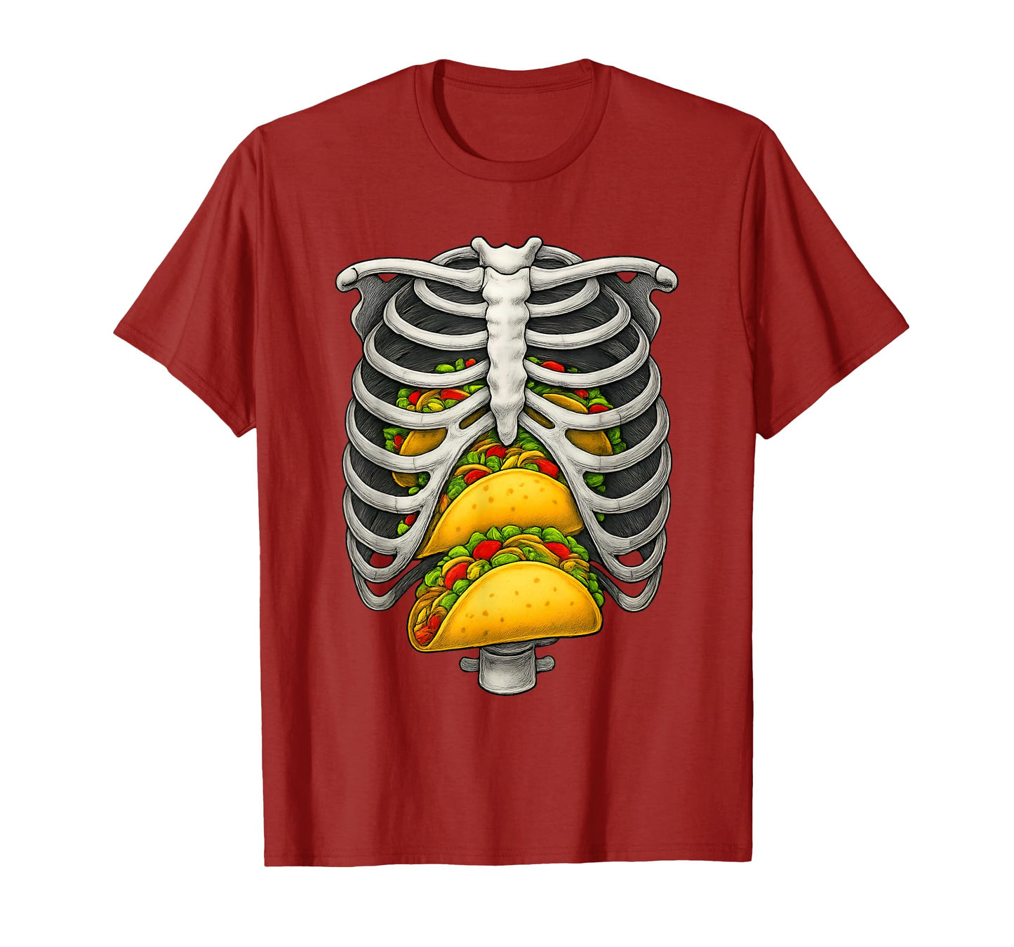 Skeleton Rib Cage Taco Lovers Skull Halloween Costume Funny T-Shirt