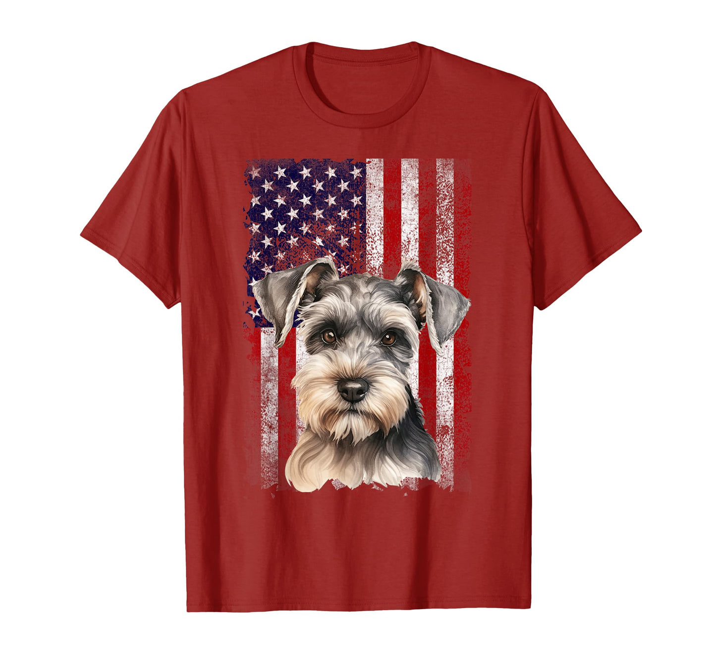 Miniature Schnauzer Dog 4th of July American Flag Patriotic T-Shirt