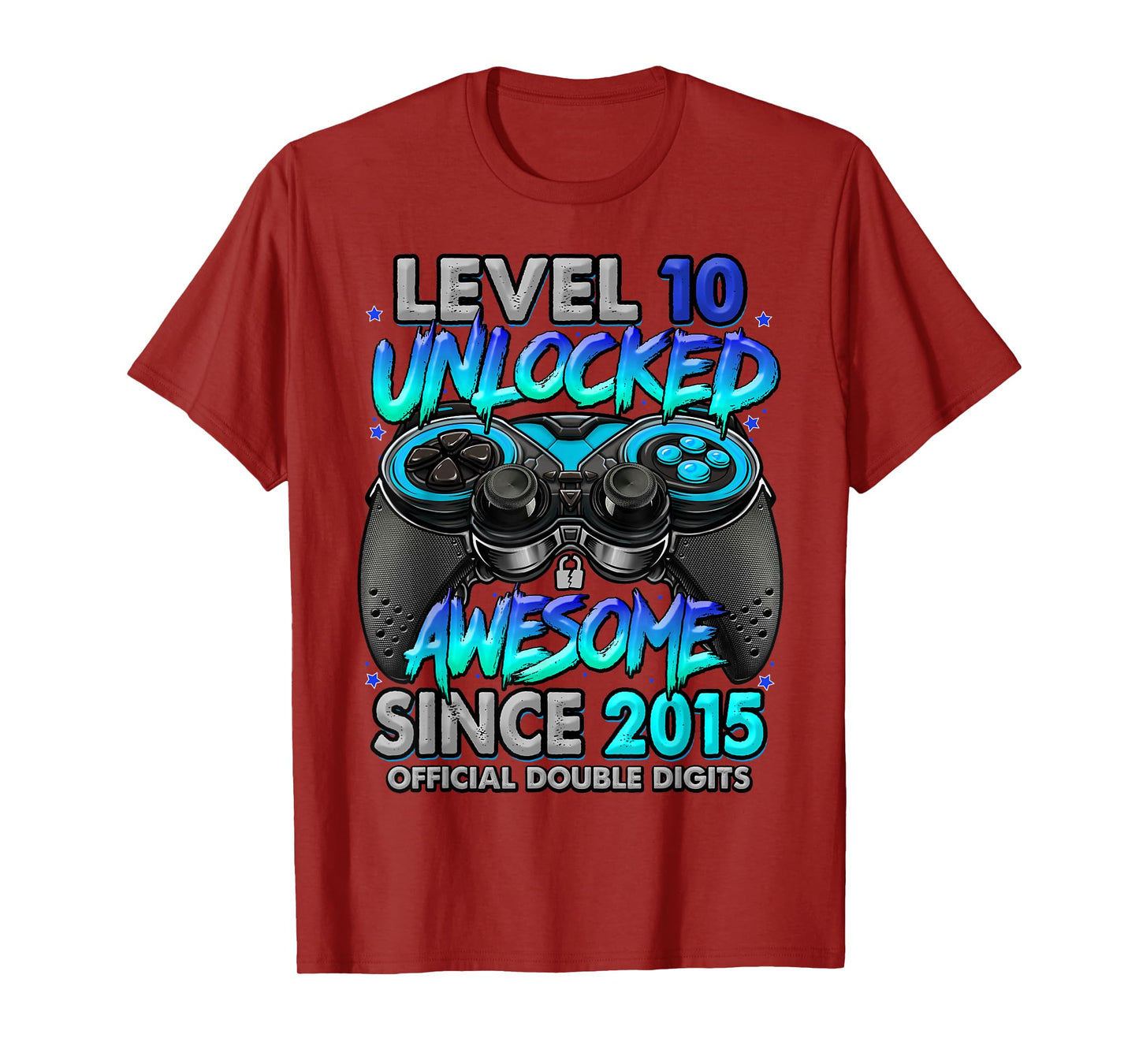 Level 10 Unlocked Awesome Since 2015 10th Birthday Gaming T-Shirt