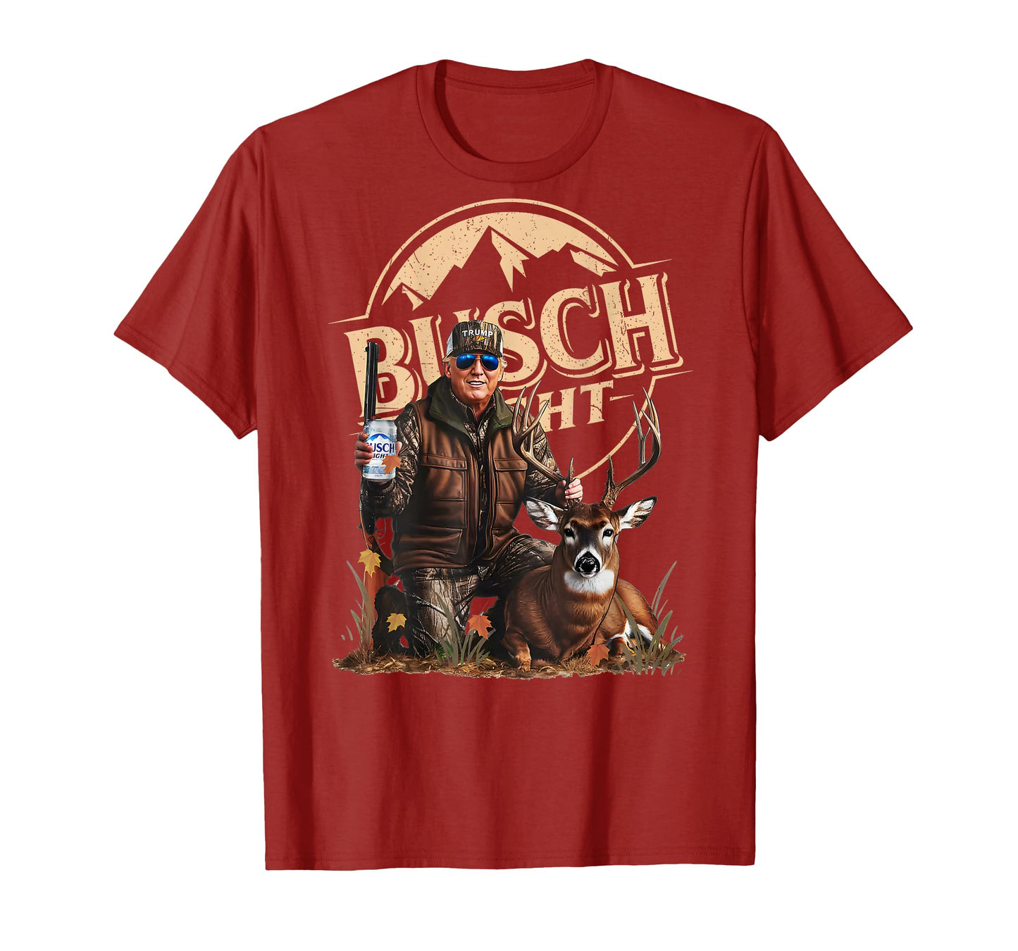 Retro Trump Hunting Deer Funny Beer Drinking Hunting ON BACK T-Shirt