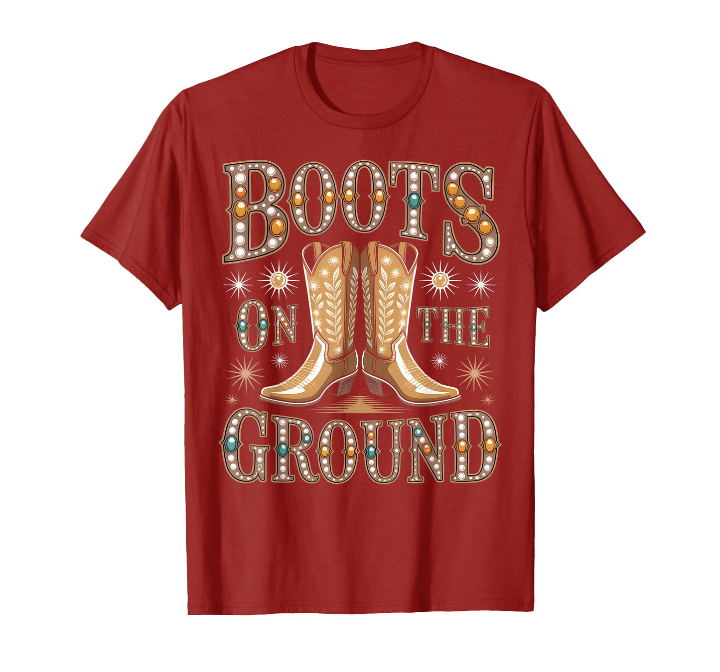 Boots On The Ground Black Cowgirl Western Where Them Fans At T-Shirt