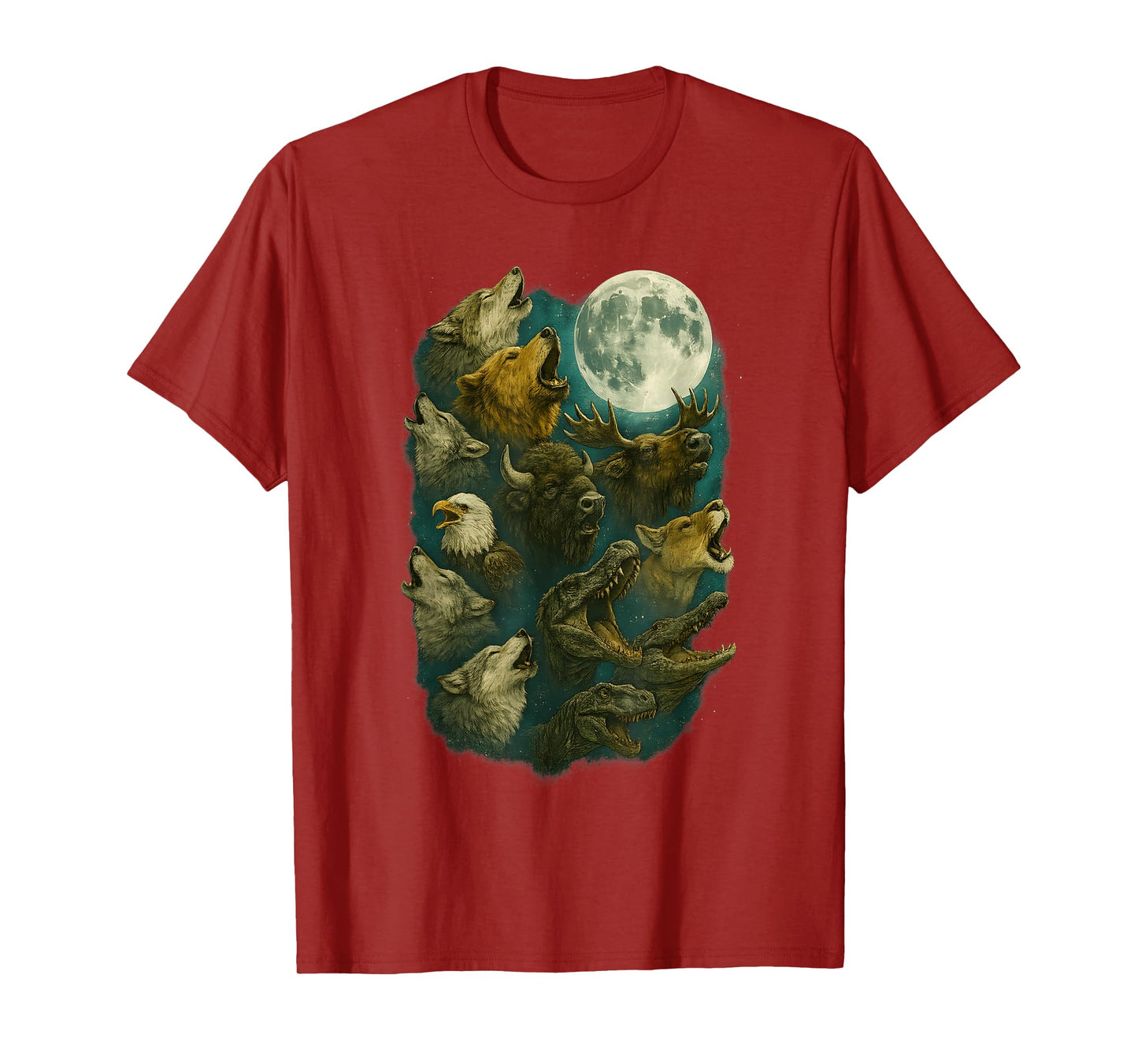 Wild Animals Howling at Moon Cursed Art Funny Meme T-Shirt