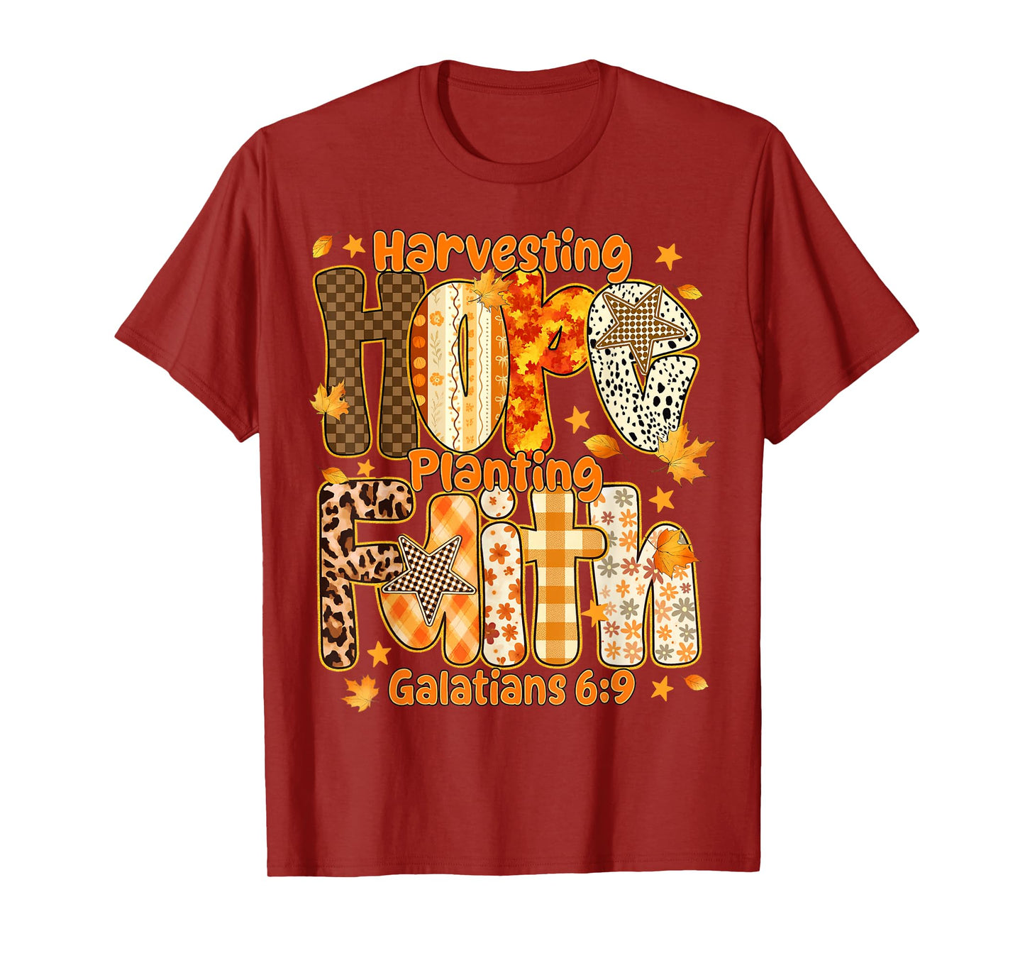 Harvesting Hope Plating Faith Christian Fall Autumn Leaves T-Shirt