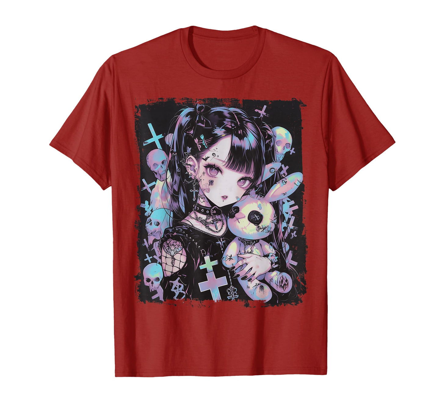 Anime Girl Goth Bunny Cute E-Girl Gothic Outfit Grunge T-Shirt