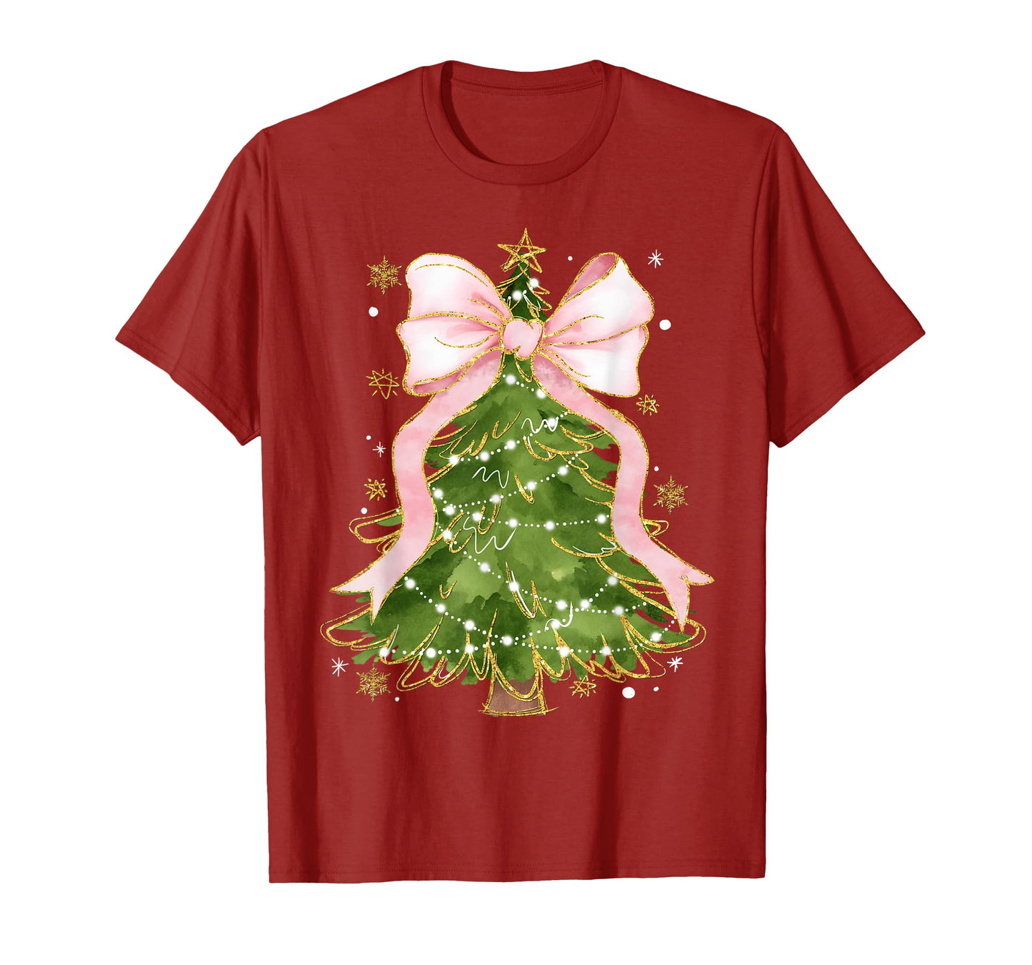 Coquette Bow Christmas Tree Xmas Holiday Girly Outfit Women T-Shirt